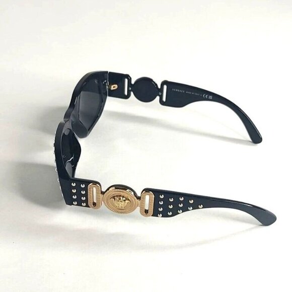 VERSACE Sunglasses VE4361 539787  Medusa Biggie Black Gold Studs  Rectangle - Picture 7 of 15